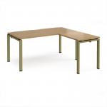 Adapt desk 1600mm x 800mm with 800mm return desk - green frame, oak top ER1688-GN-O