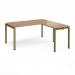 Adapt desk 1600mm x 800mm with 800mm return desk - green frame, oak top ER1688-GN-O