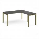 Adapt desk 1600mm x 800mm with 800mm return desk - green frame, storm grey top ER1688-GN-OG
