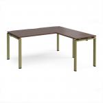 Adapt desk 1600mm x 800mm with 800mm return desk - green frame, walnut top ER1688-GN-W