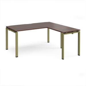 Adapt desk 1600mm x 800mm with 800mm return desk - green frame, walnut