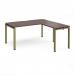 Adapt desk 1600mm x 800mm with 800mm return desk - green frame, walnut top ER1688-GN-W