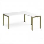 Adapt desk 1600mm x 800mm with 800mm return desk - green frame, white top ER1688-GN-WH