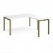 Adapt desk 1600mm x 800mm with 800mm return desk - green frame, white top ER1688-GN-WH
