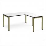 Adapt desk 1600mm x 800mm with 800mm return desk - green frame, white top, black edge ER1688-GN-WK