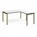 Adapt desk 1600mm x 800mm with 800mm return desk - green frame, white top, black edge ER1688-GN-WK