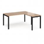 Adapt desk 1600mm x 800mm with 800mm return desk - black frame, beech top ER1688-K-B