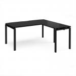 Adapt desk 1600mm x 800mm with 800mm return desk - black frame, black top ER1688-K-BK