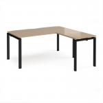 Adapt desk 1600mm x 800mm with 800mm return desk - black frame, kendal oak top ER1688-K-KO