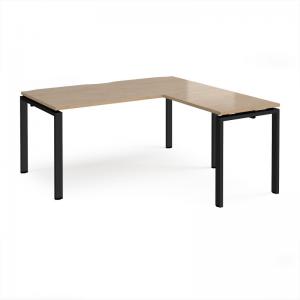Adapt desk 1600mm x 800mm with 800mm return desk - black frame, kendal