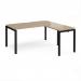 Adapt desk 1600mm x 800mm with 800mm return desk - black frame, kendal oak top ER1688-K-KO