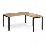 Adapt desk 1600mm x 800mm with 800mm return desk - black frame, oak top ER1688-K-O