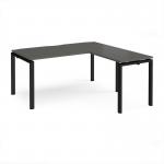 Adapt desk 1600mm x 800mm with 800mm return desk - black frame, storm grey top ER1688-K-OG
