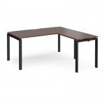 Adapt desk 1600mm x 800mm with 800mm return desk - black frame, walnut top ER1688-K-W