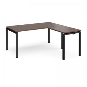 Adapt desk 1600mm x 800mm with 800mm return desk - black frame, walnut