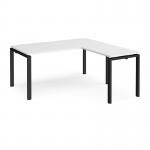 Adapt desk 1600mm x 800mm with 800mm return desk - black frame, white top ER1688-K-WH