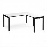 Adapt desk 1600mm x 800mm with 800mm return desk - black frame, white top, black edge ER1688-K-WK