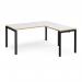 Adapt desk 1600mm x 800mm with 800mm return desk - black frame, white top with oak edge ER1688-K-WO