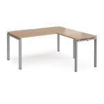 Adapt desk 1600mm x 800mm with 800mm return desk - silver frame, beech top ER1688-S-B