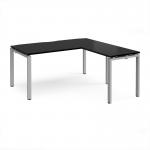 Adapt desk 1600mm x 800mm with 800mm return desk - silver frame, black top ER1688-S-BK