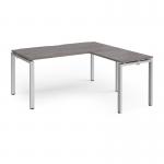 Adapt desk 1600mm x 800mm with 800mm return desk - silver frame, grey oak top ER1688-S-GO