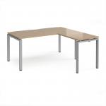 Adapt desk 1600mm x 800mm with 800mm return desk - silver frame, kendal oak top ER1688-S-KO