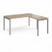 Adapt desk 1600mm x 800mm with 800mm return desk - silver frame, kendal oak top ER1688-S-KO