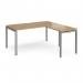 Adapt desk 1600mm x 800mm with 800mm return desk - silver frame, oak top ER1688-S-O