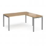 Adapt desk 1600mm x 800mm with 800mm return desk - silver frame, oak top ER1688-S-O