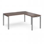 Adapt desk 1600mm x 800mm with 800mm return desk - silver frame, walnut top ER1688-S-W