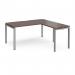 Adapt desk 1600mm x 800mm with 800mm return desk - silver frame, walnut top ER1688-S-W