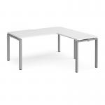 Adapt desk 1600mm x 800mm with 800mm return desk - silver frame, white top ER1688-S-WH