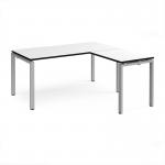 Adapt desk 1600mm x 800mm with 800mm return desk - silver frame, white top, black edge ER1688-S-WK