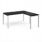 Adapt desk 1600mm x 800mm with 800mm return desk - white frame, black top ER1688-WH-BK