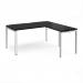 Adapt desk 1600mm x 800mm with 800mm return desk - white frame, black top ER1688-WH-BK