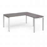 Adapt desk 1600mm x 800mm with 800mm return desk - white frame, grey oak top ER1688-WH-GO