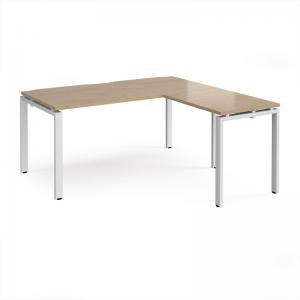 Adapt desk 1600mm x 800mm with 800mm return desk - white frame, kendal