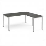 Adapt desk 1600mm x 800mm with 800mm return desk - white frame, storm grey top ER1688-WH-OG