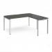 Adapt desk 1600mm x 800mm with 800mm return desk - white frame, storm grey top ER1688-WH-OG