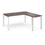 Adapt desk 1600mm x 800mm with 800mm return desk - white frame, walnut top ER1688-WH-W