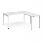 Adapt desk 1600mm x 800mm with 800mm return desk - white frame, white top ER1688-WH-WH