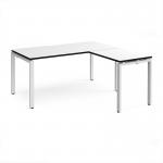 Adapt desk 1600mm x 800mm with 800mm return desk - white frame, white top, black edge ER1688-WH-WK