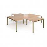 Adapt back to back 4 desk cluster 2800mm x 1600mm with 800mm return desks - green frame, beech top ER28168-GN-B