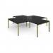 Adapt back to back 4 desk cluster 2800mm x 1600mm with 800mm return desks - green frame, black top ER28168-GN-BK