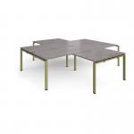 Adapt back to back 4 desk cluster 2800mm x 1600mm with 800mm return desks - green frame, grey oak top ER28168-GN-GO