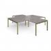 Adapt back to back 4 desk cluster 2800mm x 1600mm with 800mm return desks - green frame, grey oak top ER28168-GN-GO