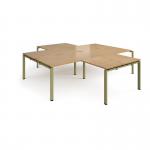 Adapt back to back 4 desk cluster 2800mm x 1600mm with 800mm return desks - green frame, oak top ER28168-GN-O