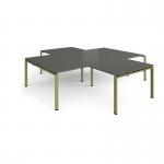 Adapt back to back 4 desk cluster 2800mm x 1600mm with 800mm return desks - green frame, storm grey top ER28168-GN-OG