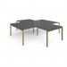 Adapt back to back 4 desk cluster 2800mm x 1600mm with 800mm return desks - green frame, storm grey top ER28168-GN-OG