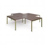 Adapt back to back 4 desk cluster 2800mm x 1600mm with 800mm return desks - green frame, walnut top ER28168-GN-W